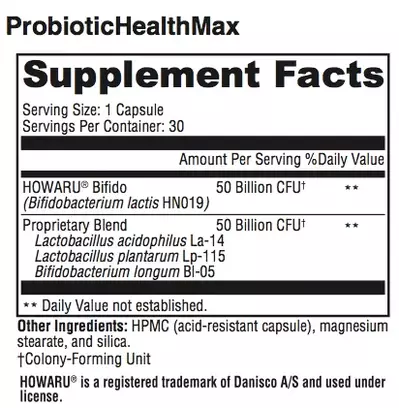 ProbioHealthMax Supplement Facts; Revolution Supplement