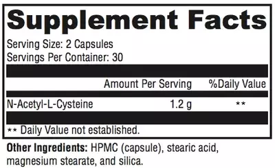 N-Acetyl Cysteine Supplement Facts